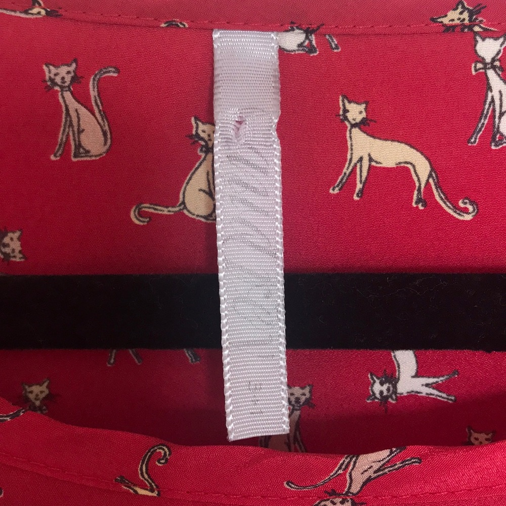 Audrey 3+1 Red Cat Blouse 3/4 Length Sleeves - Picture 3 of 6